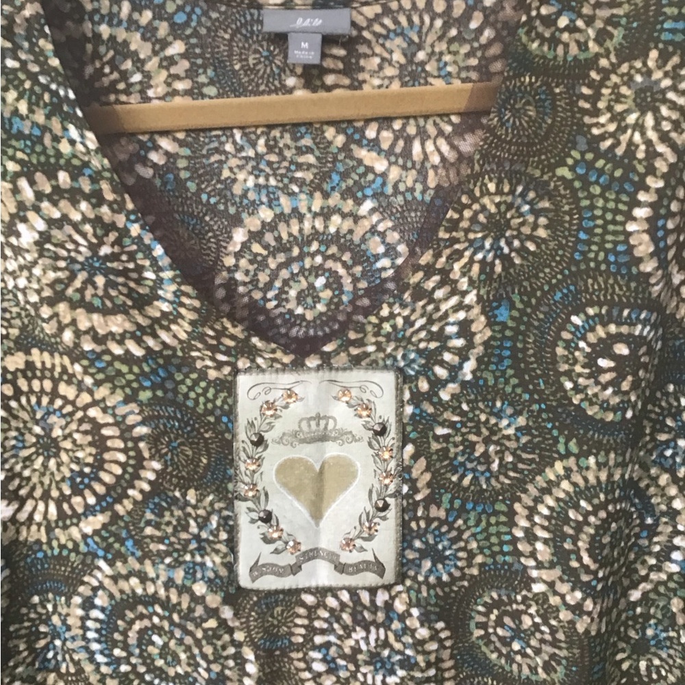 J Jill top with sparkly “gemstones” beneath neck,medium